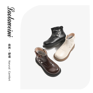 儿童鞋女童短靴国风小公主冬季保暖马丁靴加绒女宝棉靴子LLWN239