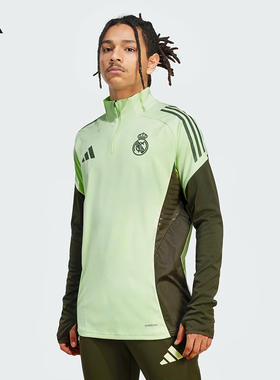 Adidas阿迪达斯皇马足球服半拉链长袖赛前训练服JP3979