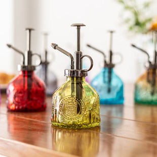 欧式 喷壶浇花家用小巧鲜花喷洒创意小型喷雾瓶 玻璃复古浮雕气压式