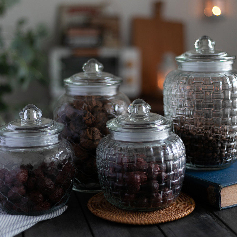 美式复古无铅密封玻璃罐子厨房分装储物杂粮干果冰糖干货存放摆件,厨房/烹饪用具,密封罐,淘宝优惠券,粉丝福利购,淘宝优惠卷