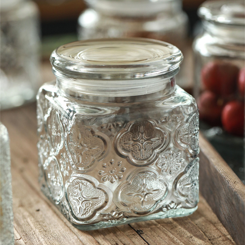 厨房杂粮分装储物美式浮雕瓶