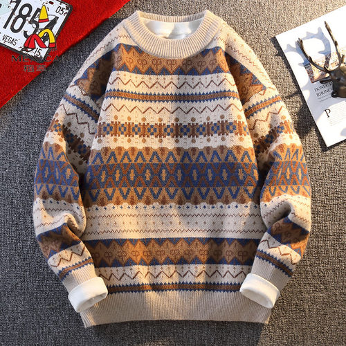 稻草人新费尔岛加厚毛衣针织衫男