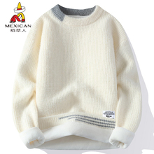 稻草人毛衣慵懒风入冬高级感穿搭男加绒加厚软糯圆领内搭针织衫男