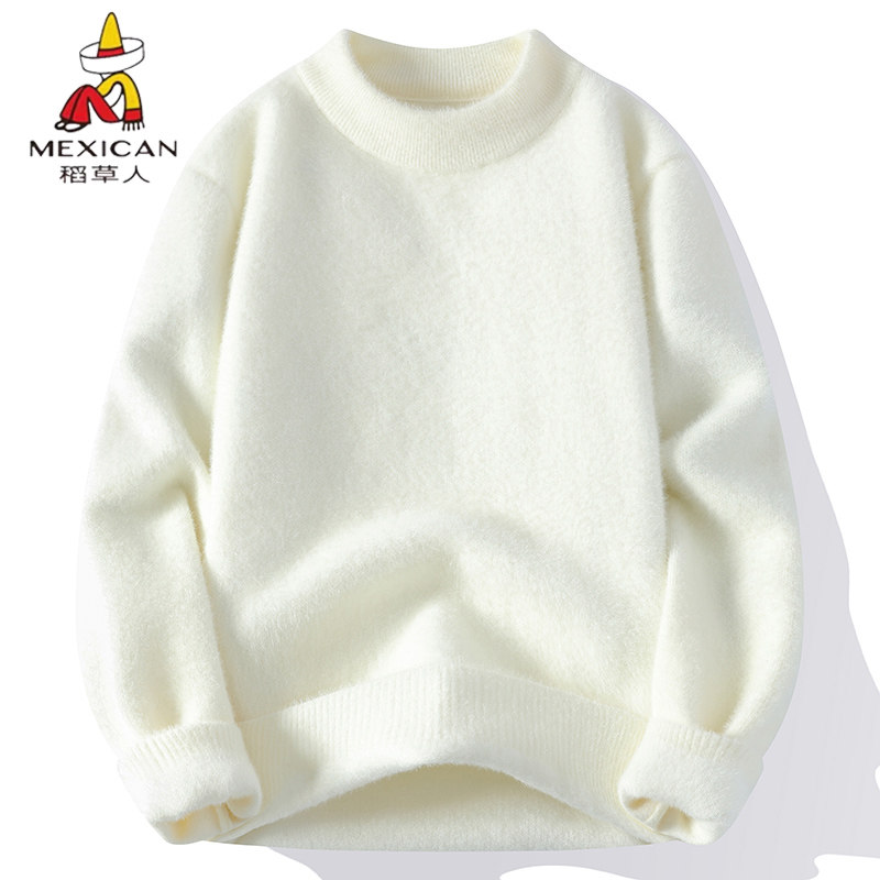 稻草人2025年新款冬季男士加厚宽松保暖高级感纯色内搭毛衣针织衫,男装,针织衫/毛衣,淘宝优惠券,粉丝福利购,淘宝优惠卷