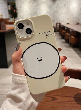 原创米大饼脸适用苹果15/14promax手机壳iphone13新款12菲林11女xr小众高级感xs情侣7/8plusxsmax个性ins风潮