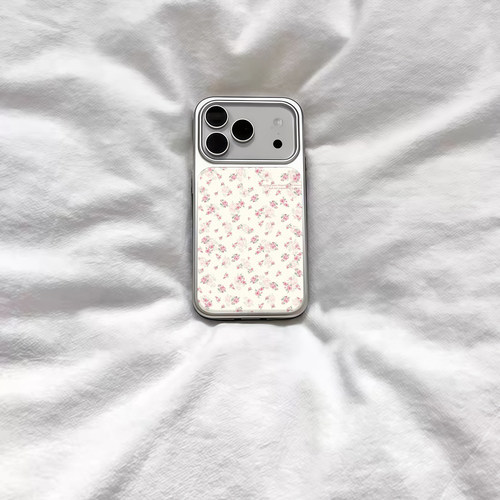 ins氛围感满屏小碎花电镀银磁吸适用苹果iPhone17promax手机壳1615pro小米1415Pro华为mate60p70三星S23防摔