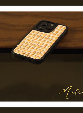 夏日黄格子黑边小羊皮软壳磁吸适用苹果iPhone17promax手机壳1615pro小米1415Pro华为mate60p70三星S23防摔