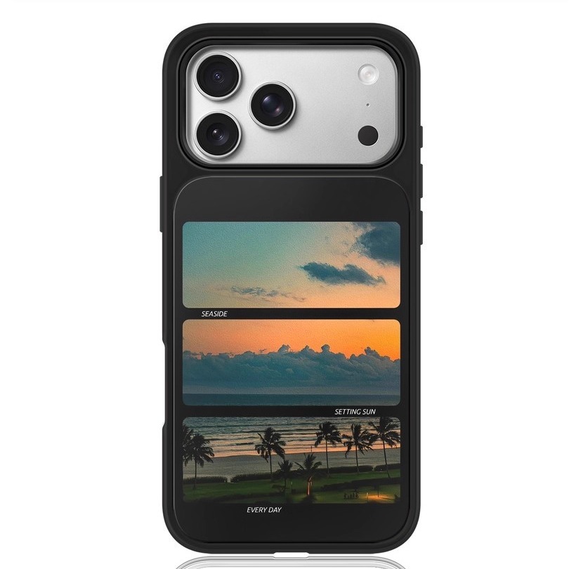 ins风椰树海边黑边软壳磁吸适用苹果小米iPhone17promax手机壳1613pro小米1415Pro华为mate60p70三星S23防摔