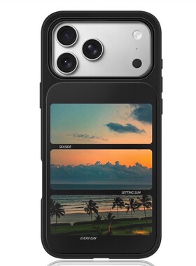 ins风椰树海边黑边软壳磁吸适用苹果小米iPhone17promax手机壳1613pro小米1415Pro华为mate60p70三星S23防摔