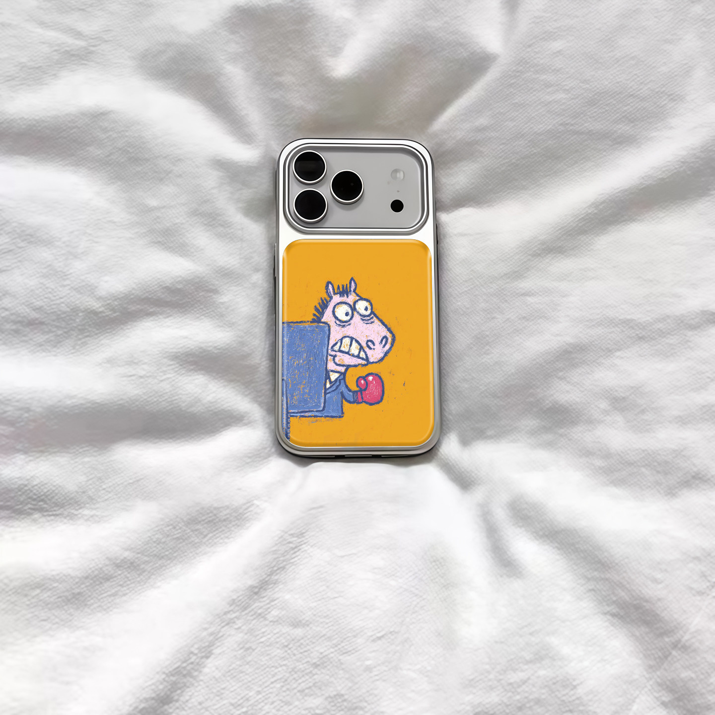 ins拳套加班小马搞怪电镀银磁吸适用苹果iPhone17promax手机壳1615pro小米1415Pro华为mate60p70三星S23防摔