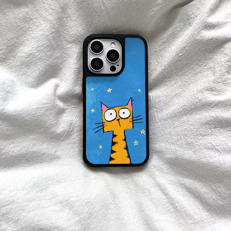 ins风星星虎猫黑边软壳磁吸适用苹果小米iPhone17promax手机壳1613pro小米1415Pro华为mate60p70三星S23防摔