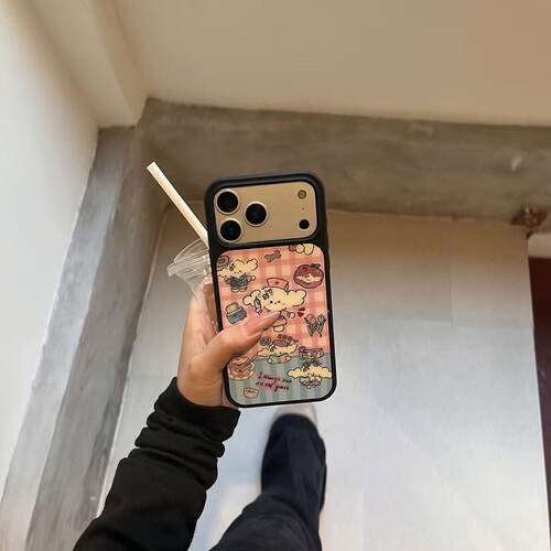 可爱风格纹小狗黑边软壳磁吸适用苹果小米iPhone17promax手机壳1613pro小米1415Pro华为mate60p70三星S23防摔
