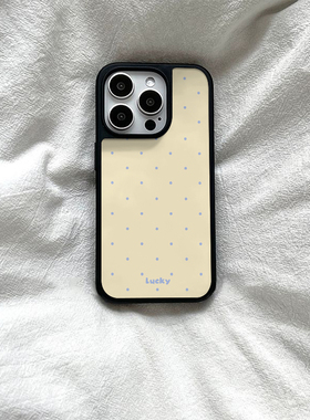 ins简约黄色波点亚克力黑边磁吸适用苹果iPhone16promax手机壳1312pro小米1415Pro华为mate60p70三星S23防摔
