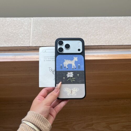 ins风复古小羊黑边玻璃磁吸适用苹果iPhone18promax手机壳1716pro小米1514Pro华为mate80p90荣耀vivooppo防摔