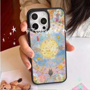 幸运动物罗盘亚克力黑边磁吸适用苹果iPhone16promax手机壳1315pro小米14Pro保护套华为mateP7060防摔三星S23