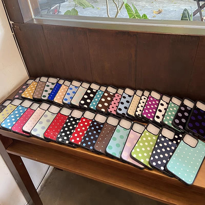 原创个性古早波点黑边亚克力ins风简约适用于苹果16promax可爱15pro全包iPhone14防摔壳78保护套1211xsmaxr