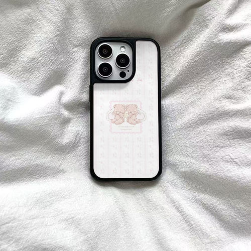 ins风清新碎花小熊黑边软壳磁吸适用苹果iPhone17promax手机壳1615pro小米1415Pro华为mate60p70三星S23防摔