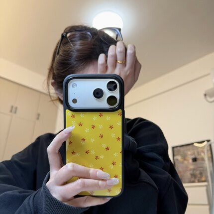 ins风复古满屏小花黑边软壳适用苹果iPhone17promax手机壳1615pro小米1415Pro华为mate60p70三星S23vivo荣耀