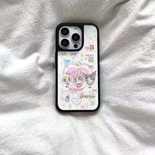 ins风可爱素描女警黑边软壳磁吸适用苹果iPhone17promax手机壳1615pro小米1415Pro华为mate60p70三星S23防摔