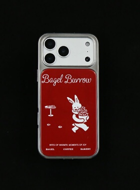 ins复古可爱红色小兔电镀银磁吸适用苹果iPhone17promax手机壳1615pro小米1415Pro华为mate60p70三星S23防摔