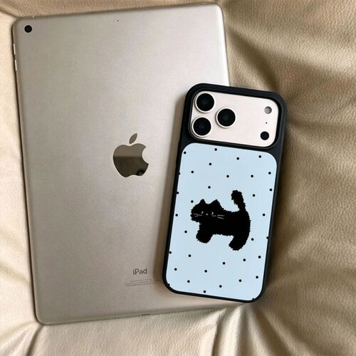 ins风波点黑猫黑边软壳磁吸适用苹果小米iPhone17promax手机壳1613pro小米1415Pro华为mate80p90三星S25防摔