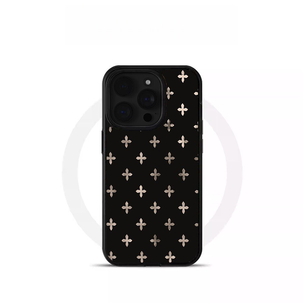 ins复古满屏十字架黑边软壳磁吸适用苹果iPhone17promax手机壳1615pro小米1415Pro华为mate60p70三星S23防摔