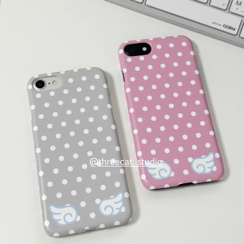 韩ins小众设计古早波点天使翅膀菲林16e适用于苹果16Promax手机壳iPhone16/15/14/13/12/11保护套光面硬Xsmax