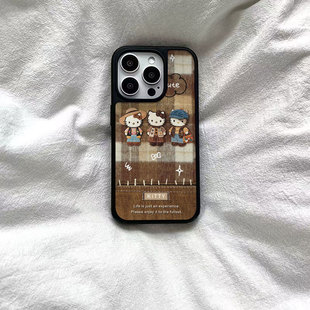 ins复古潮酷kt印花黑边软壳磁吸适用苹果iPhone17promax手机壳1615pro小米1415Pro华为mate60p70三星S23防摔