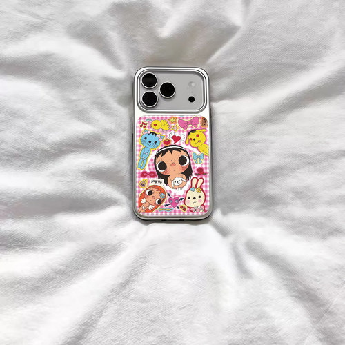 ins风可爱小yu玉插画电镀银磁吸适用苹果iPhone17promax手机壳1615pro小米1415Pro华为mate80p70三星S23防摔