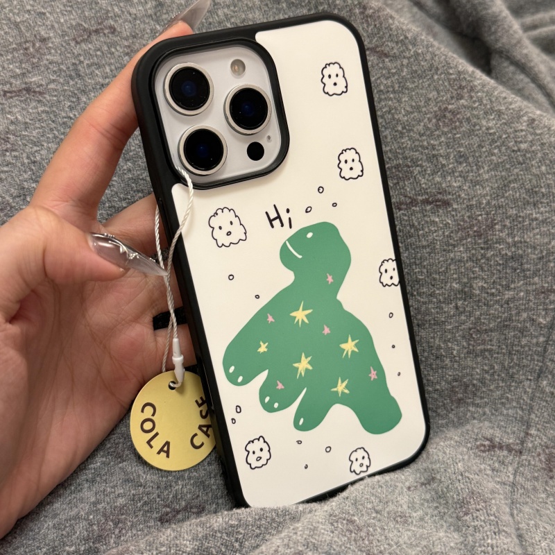 ins可爱绿色恐龙亚克力黑边磁吸适用苹果iPhone16promax手机壳1312pro小米1415Pro华为mate60p70三星S23防摔