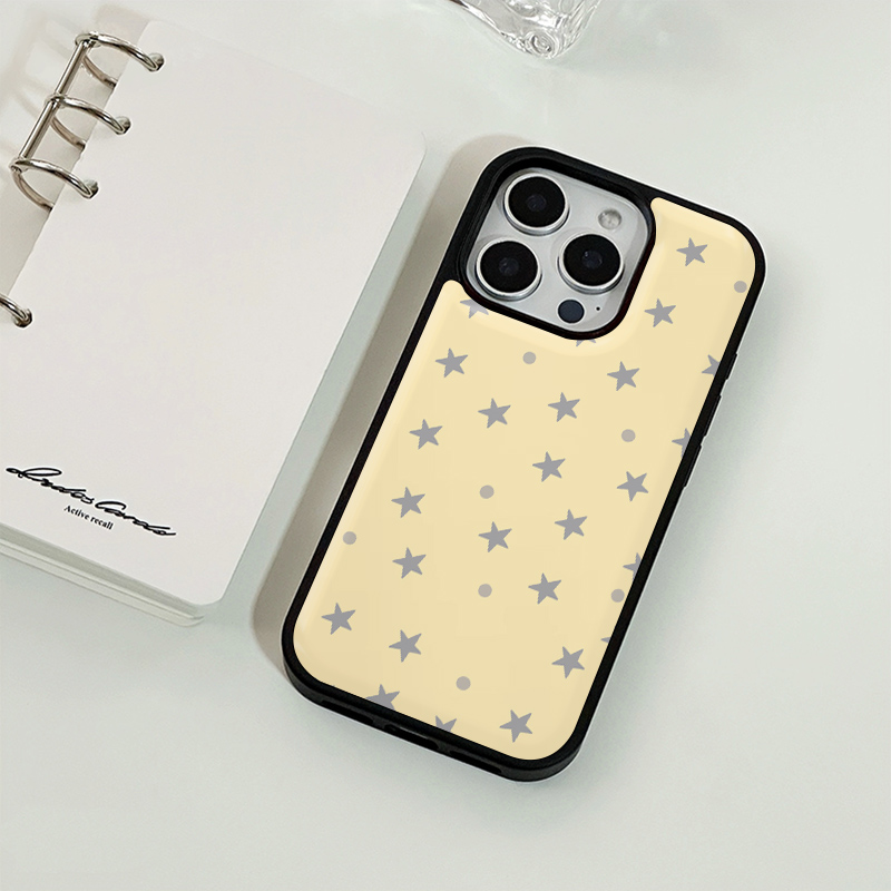 ins风黄色星星亚克力黑边磁吸适用苹果iPhone16promax手机壳1312pro小米1415Pro华为mate60p70三星S23防摔