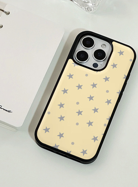 ins风黄色星星亚克力黑边磁吸适用苹果iPhone16promax手机壳1312pro小米1415Pro华为mate60p70三星S23防摔