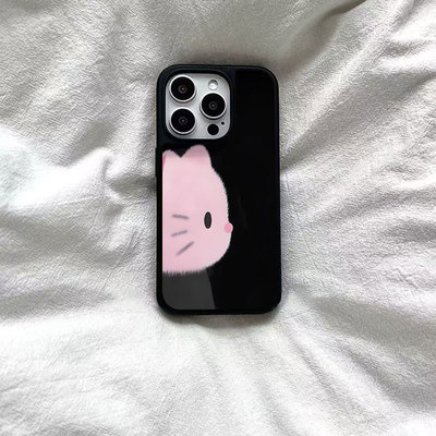 ins个性大脸猫咪亚克力黑边磁吸适用苹果iPhone16promax手机壳1312pro小米1415Pro华为mate60p70三星S23防摔
