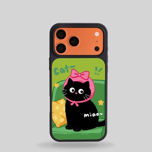 ins风可爱猫咪黑边玻璃磁吸适用苹果iPhone18promax手机壳1716pro小米1514Pro华为mate80p90荣耀vivooppo防摔