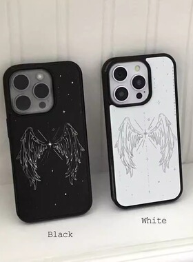 ins风黑白个性翅膀黑边软壳磁吸适用苹果iPhone17promax手机壳1615pro小米1415Pro华为mate60p70三星S23防摔