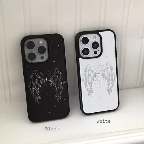 ins风黑白个性翅膀黑边软壳磁吸适用苹果iPhone17promax手机壳1615pro小米1415Pro华为mate60p70三星S23防摔