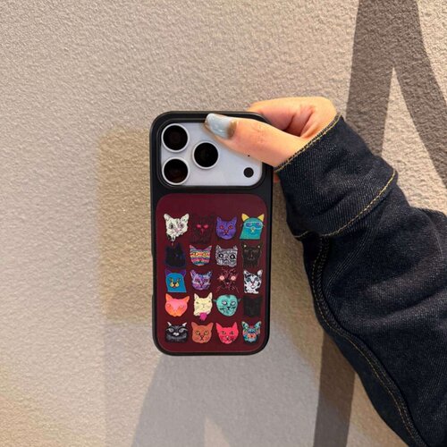 ins风复古猫咪黑边玻璃磁吸适用苹果iPhone18promax手机壳1716pro小米1514Pro华为mate80p90荣耀vivooppo防摔