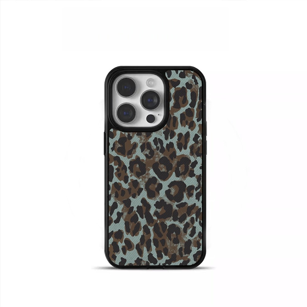 ins个性复古豹纹亚克力黑边磁吸适用苹果iPhone16promax手机壳1312pro小米1415Pro华为mate60p70三星S23防摔