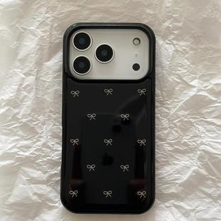 ins个性 可爱黑色蝴蝶结哑光黑边适用苹果iPhone17promax手机壳1612pro小米1415Pro华为mate60p70三星S23防摔