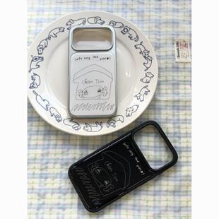 ins风简笔线条ins黑银边滴胶手机壳适用苹果iPhone17promax高级感保护套小众16plus亮面15pro14防摔简约13pro