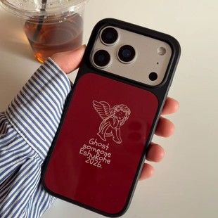 ins风复古天使黑边软壳磁吸适用苹果小米iPhone17promax手机壳1613pro小米1415Pro华为mate60p70三星S23防摔