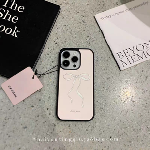 ins风可可奶油软边硬背黑边磁吸适用苹果iPhone16promax手机壳1312pro小米1415Pro华为mate60p70三星S23防摔