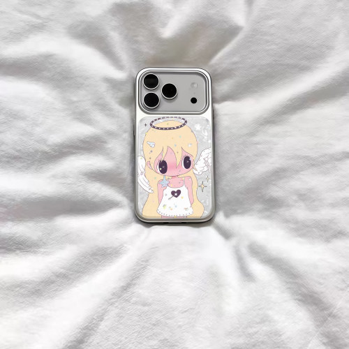 ins可爱复古天使小秋电镀银磁吸适用苹果iPhone17promax手机壳1615pro小米1415Pro华为mate80p70三星S23防摔