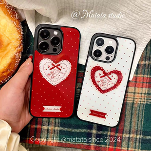 白色红色蝴蝶结in小熊亚克力黑边适用苹果iPhone16promax手机壳1312pro小米1415Pro华为mate60p70三星S23防摔