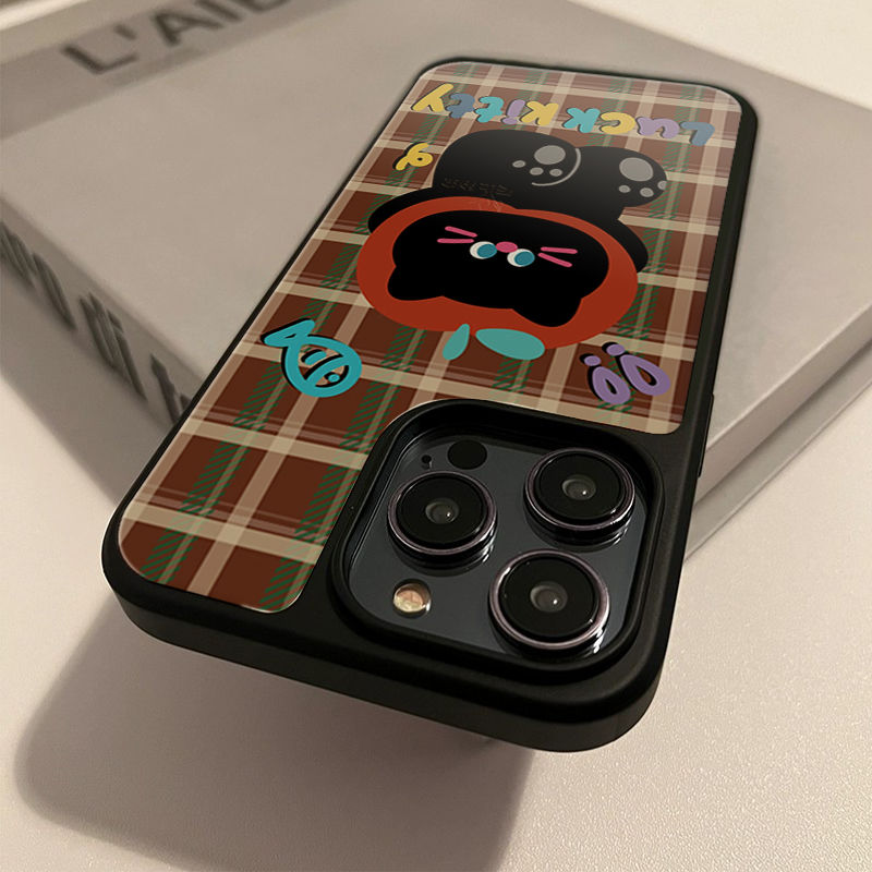 头巾黑猫个性原创亚克力黑边磁吸适用苹果iPhone16promax手机壳1315pro小米14Pro华为mate60p70三星S23防摔