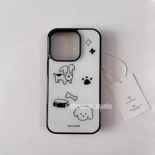 宠物狗狗星星原创亚克力黑边磁吸适用苹果iPhone16promax手机壳1312pro小米1415Pro华为mate60p70三星S23防摔