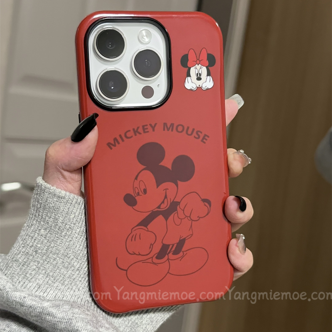 原创可爱米奇适用苹果15promax手机壳小众14pro保护套华为mate50/60p40nova78小米13pr荣耀70/80女1112二合一