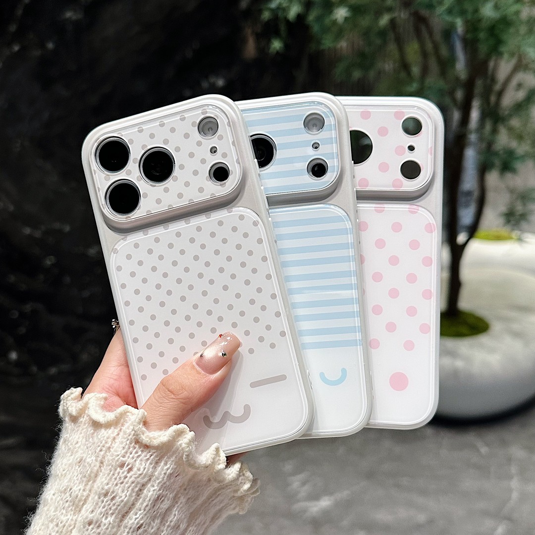 ins风波点表情大视窗秒变壳全包精孔手机壳适用苹果iPhone17promax高级感保护套小众16plus15pro14防摔13pro