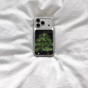 ins氛围感雪人圣诞树电镀银磁吸适用苹果iPhone17promax手机壳1615pro小米1415Pro华为mate60p70三星S23防摔