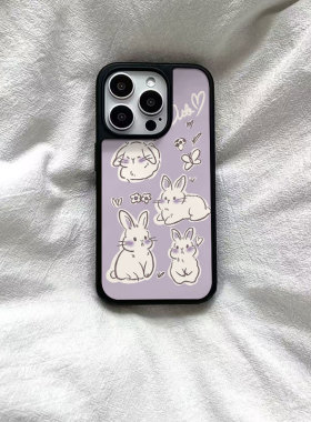 ins风可爱清新兔子黑边软壳磁吸适用苹果iPhone17promax手机壳1615pro小米1415Pro华为mate60p70三星S23防摔
